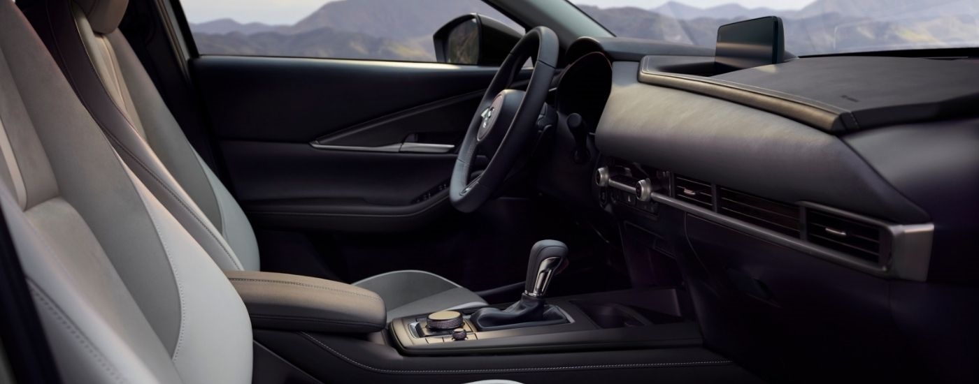 Black and grey interior in a 2026 Mazda CX-30