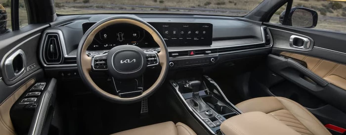 Infotainment display and digital gauge cluster inside a 2025 Kia Sorento