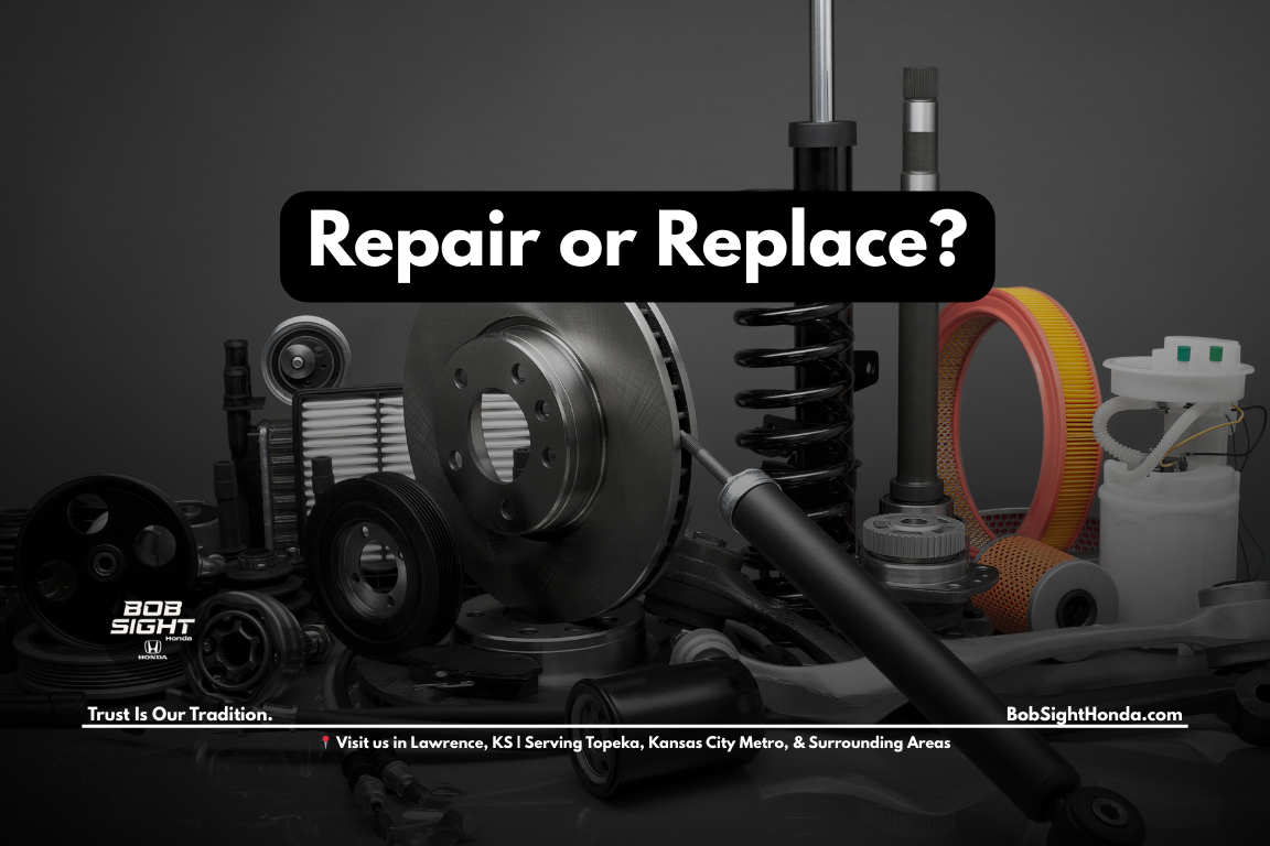 Honda parts department at Bob Sight Honda in Lawrence Kansas assisting Douglas County drivers with repair and replacement decisions