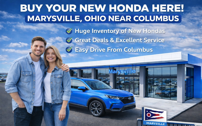 Couple Standing Outside Honda of Marysville Dealership Near Columbus, OH
