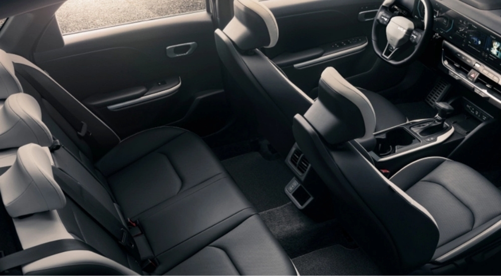 Black and grey interior in a 2026 Kia K4