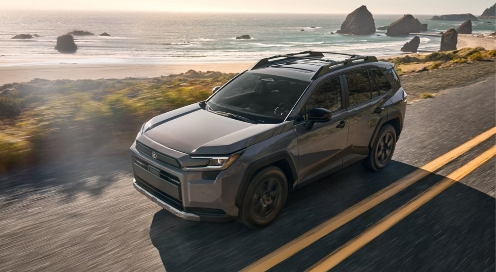 A grey 2026 Toyota RAV4 from the front at an angle.