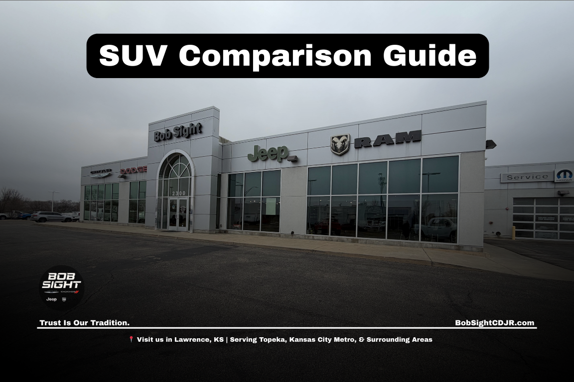 Dodge SUV lineup at Bob Sight CDJR in Lawrence KS serving Kansas City Metro drivers comparing SUV options