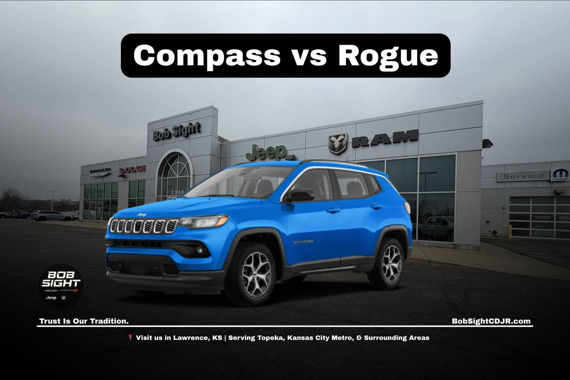 Jeep Compass at Bob Sight CDJR in Lawrence KS compared for Douglas County families considering compact SUVs near Kansas City Metro