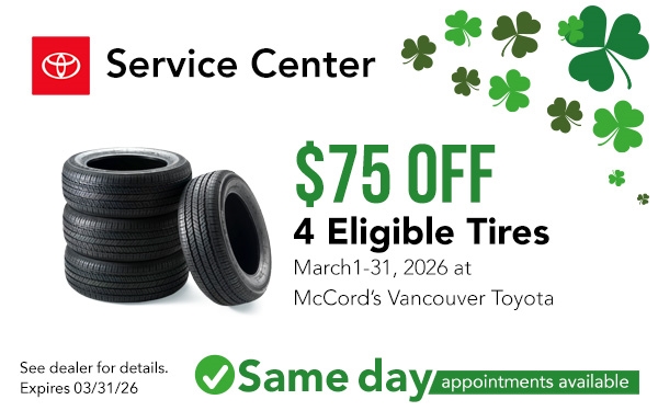 $75 off 4 Eligible Tires 