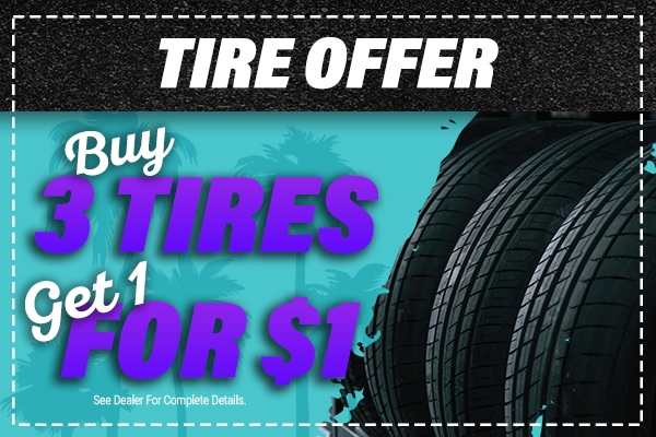 Buy 3 Tires, Get 1 For $1