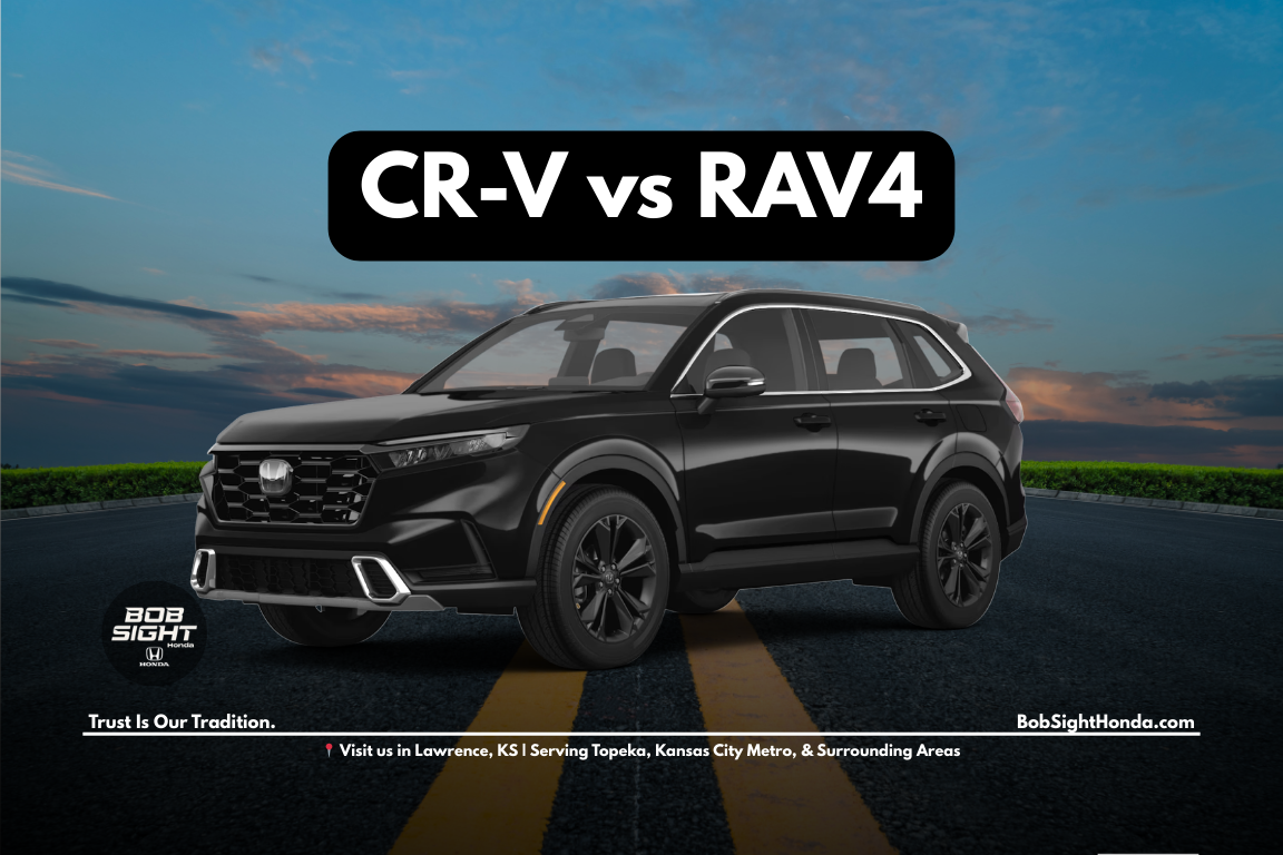 Honda CR-V compact SUV compared to Toyota RAV4 for Lawrence Kansas drivers researching fuel efficient family SUVs at Bob Sight Honda