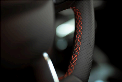 Ford Escape ST-Line steering wheel with red contrast stitching detail