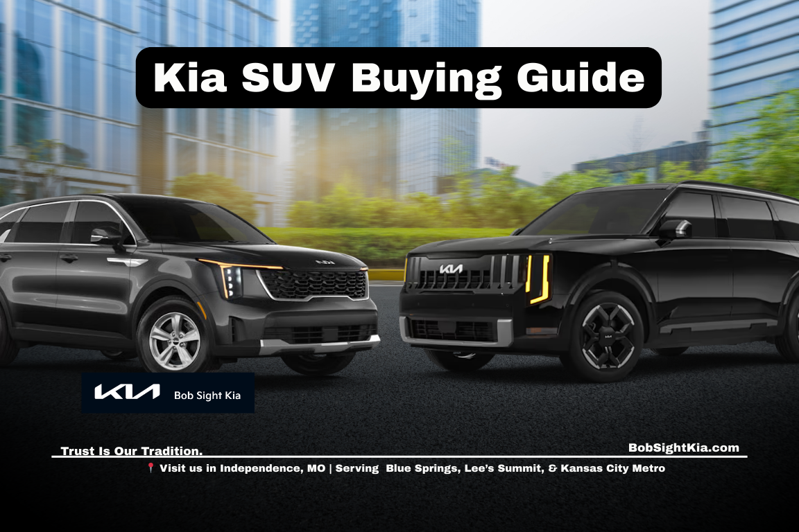 Kia SUV lineup at Bob Sight Kia in Independence Missouri including Sportage Sorento Telluride and Seltos for Kansas City Metro drivers