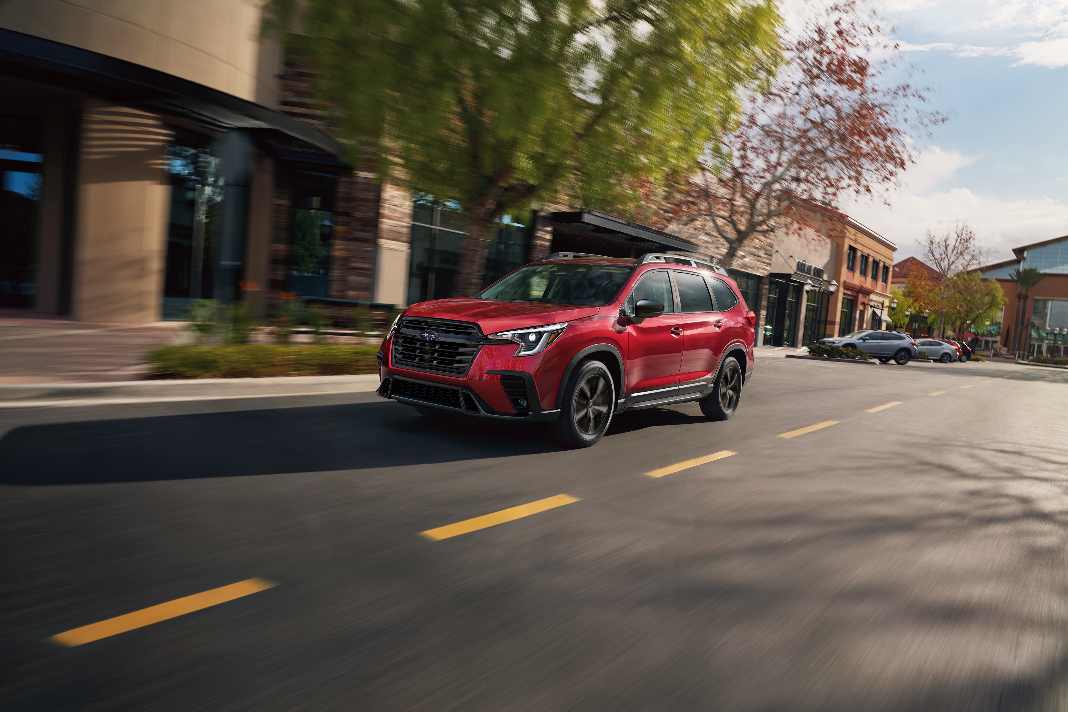 Subaru Ascent engine at work on the road