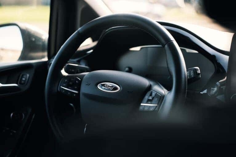 Black Ford steering wheel