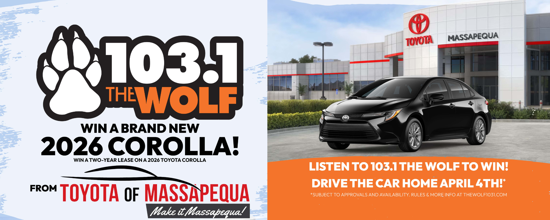 2026 Corolla Giveaway with 103.1 The Wolf