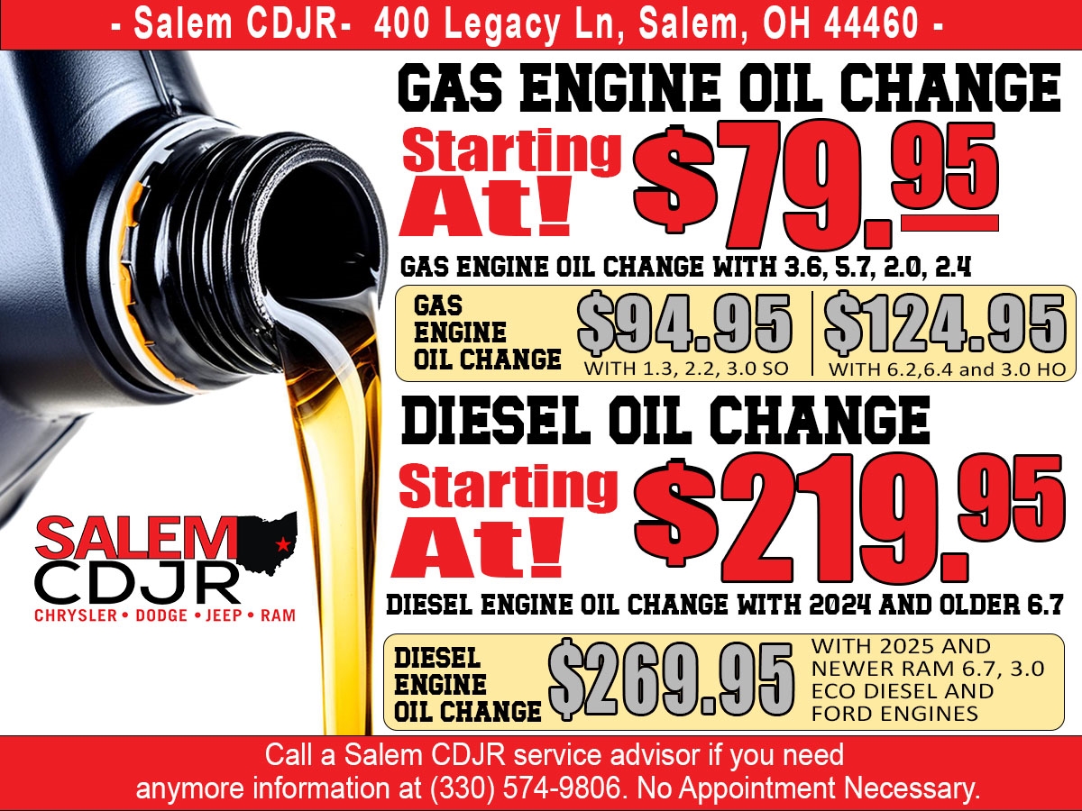 Oil Change $79.95 Gas Vehicles