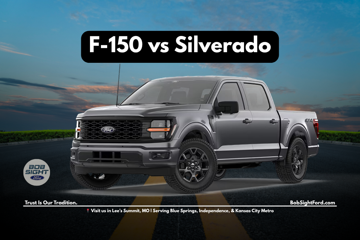 Ford F-150 vs Chevy Silverado trucks in Lee’s Summit Missouri at Bob Sight Ford serving Kansas City Metro drivers