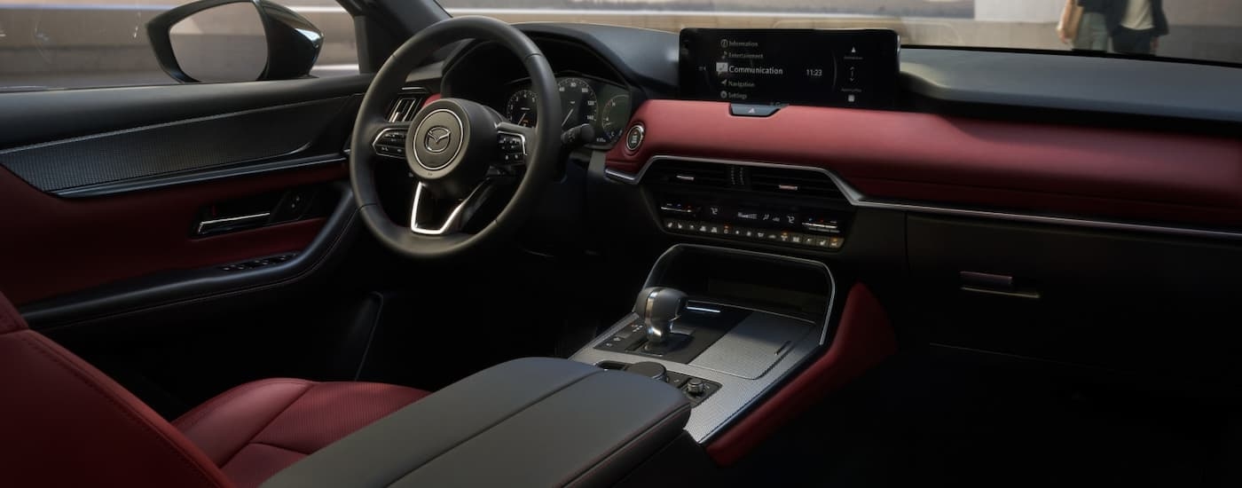 Black and red leather interior of a 2026 Mazda CX-70