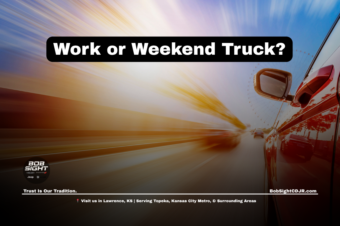 Used trucks in Lawrence Kansas at Bob Sight CDJR for work hauling and weekend driving across Douglas County and the Kansas City Metro