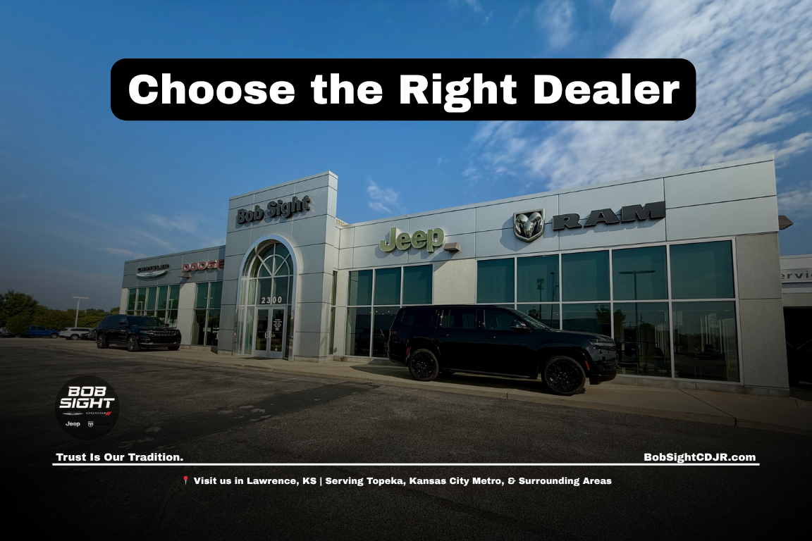Dodge dealership in Lawrence Kansas at Bob Sight CDJR with new vehicles and showroom for drivers searching near me in Kansas