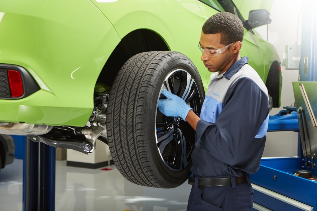Winter tire tread depth measurement showing worn tread on Illinois vehicle
