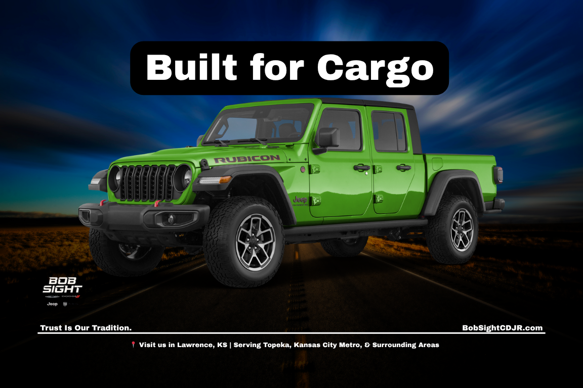 Jeep Gladiator for sale in Lawrence Kansas at Bob Sight CDJR with truck bed utility and cargo space for Douglas County and Kansas City Metro drivers