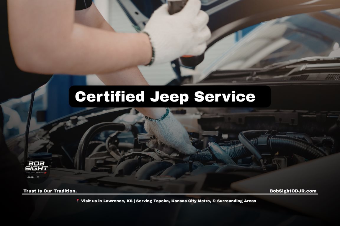 Jeep service center in Lawrence KS at Bob Sight CDJR providing certified maintenance for Kansas City Metro drivers