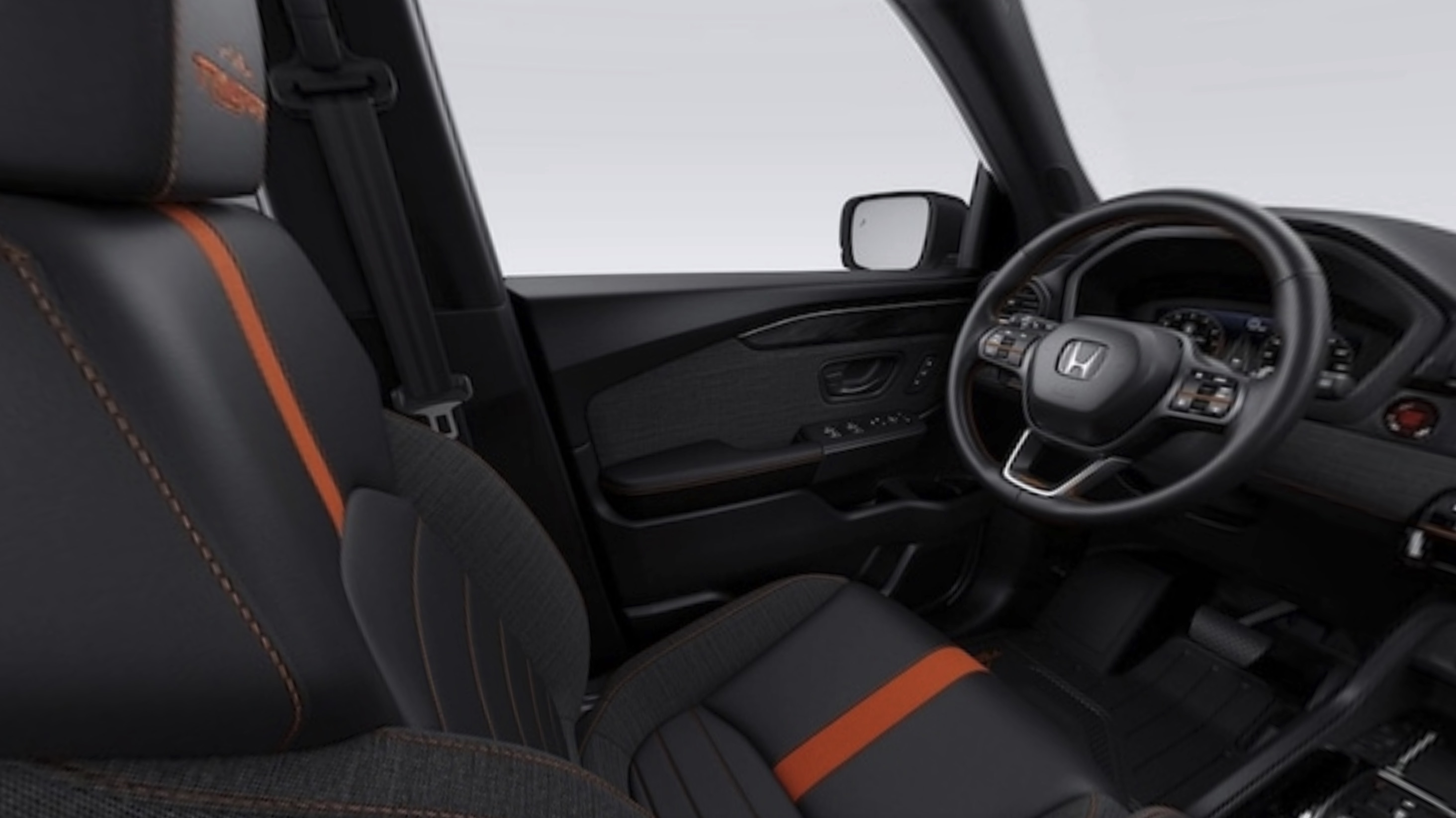 2026 Honda Passport Black Leatherette with Orange Stitching interior seating