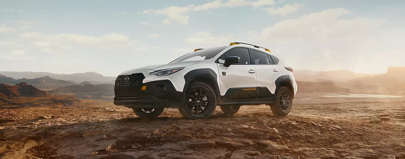 A white 2026 Subaru Crosstrek parked off-road