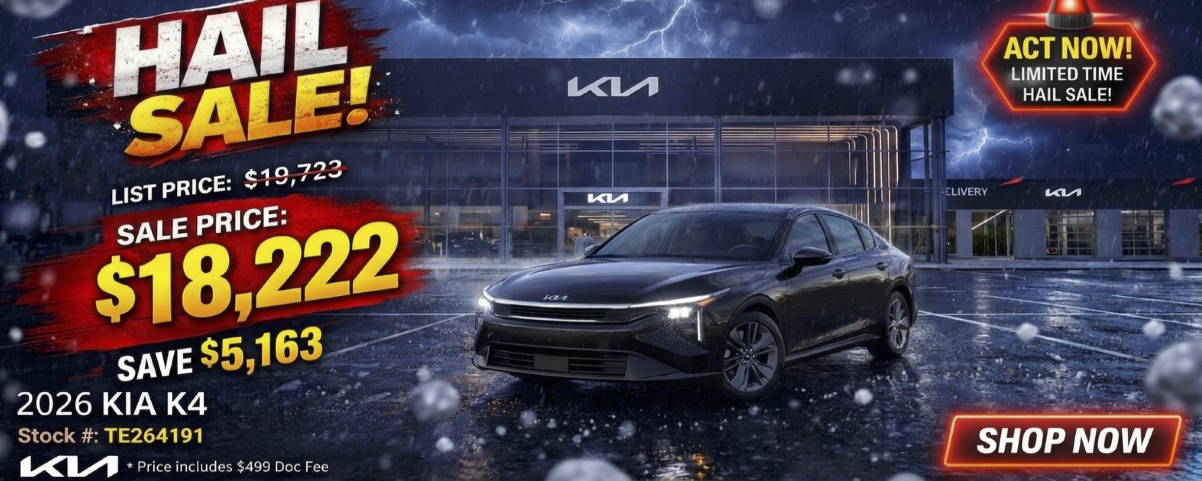 2026 Kia K4 Hail Sale - Save $5,163