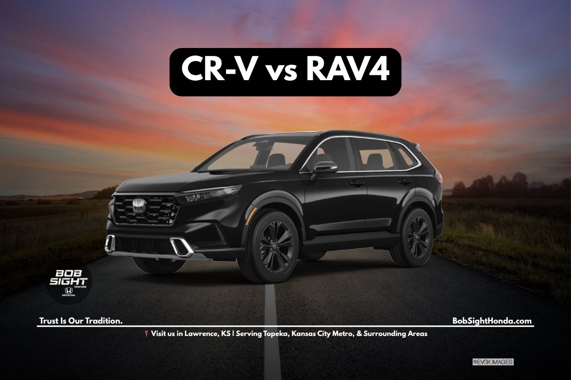 Honda CR-V vs Toyota RAV4 comparison in Lawrence Kansas showing two compact SUVs side by side for long-term ownership decision