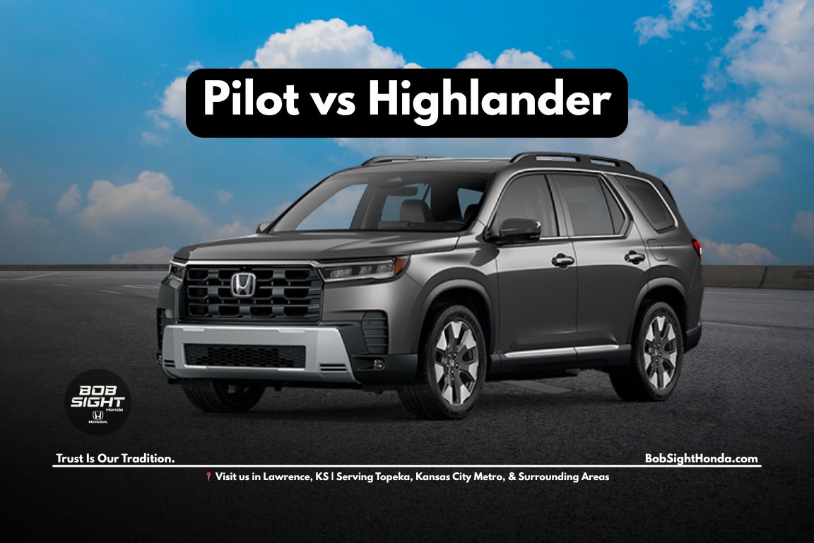 Honda Pilot and Toyota Highlander comparison in Lawrence Kansas showing two family SUVs side by side for space and comfort evaluation