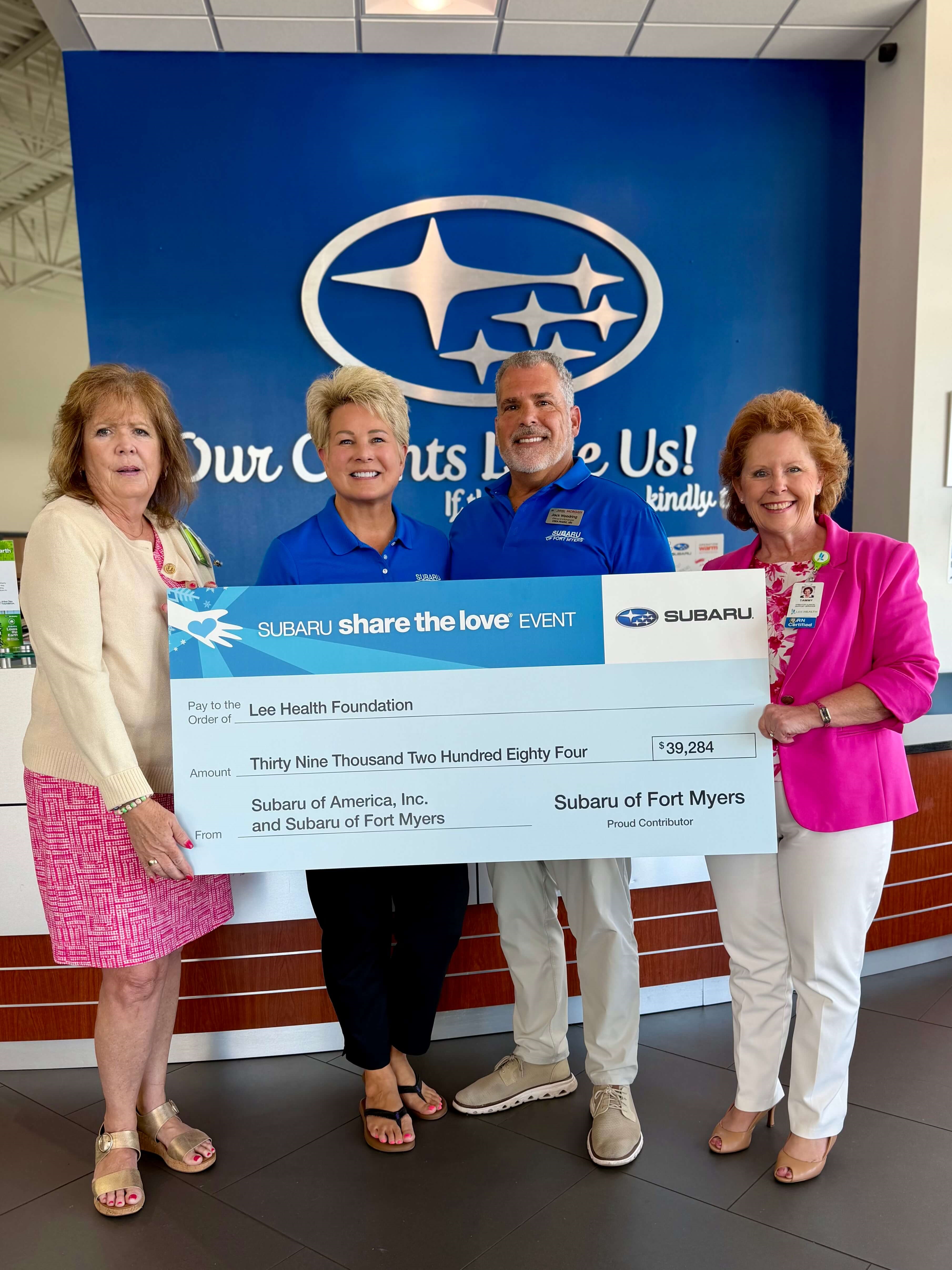 Subaru Share the Love Event donation to Lee Health Cancer Center