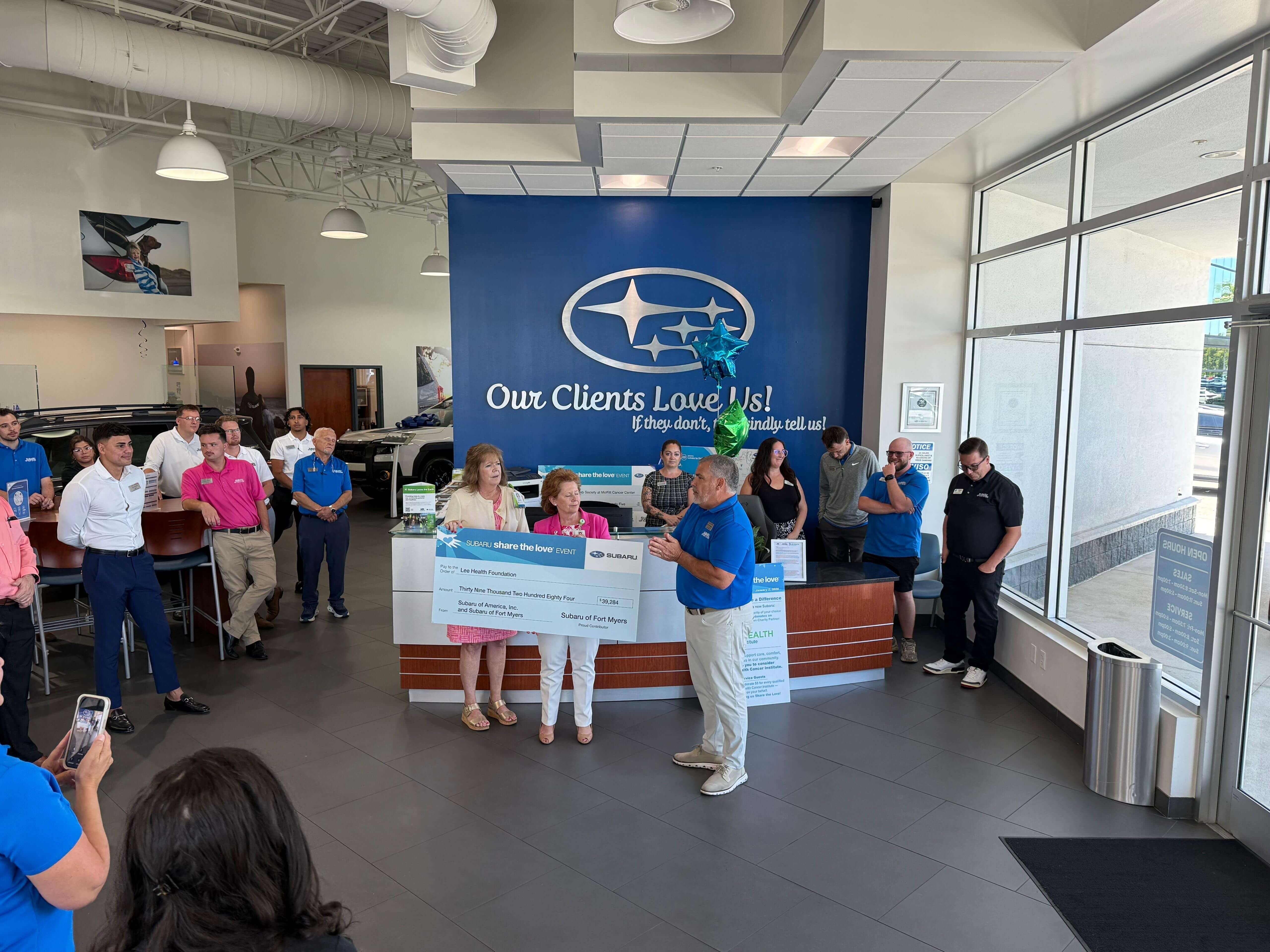 Subaru of Fort Myers presents donation to Lee Health Cancer Center