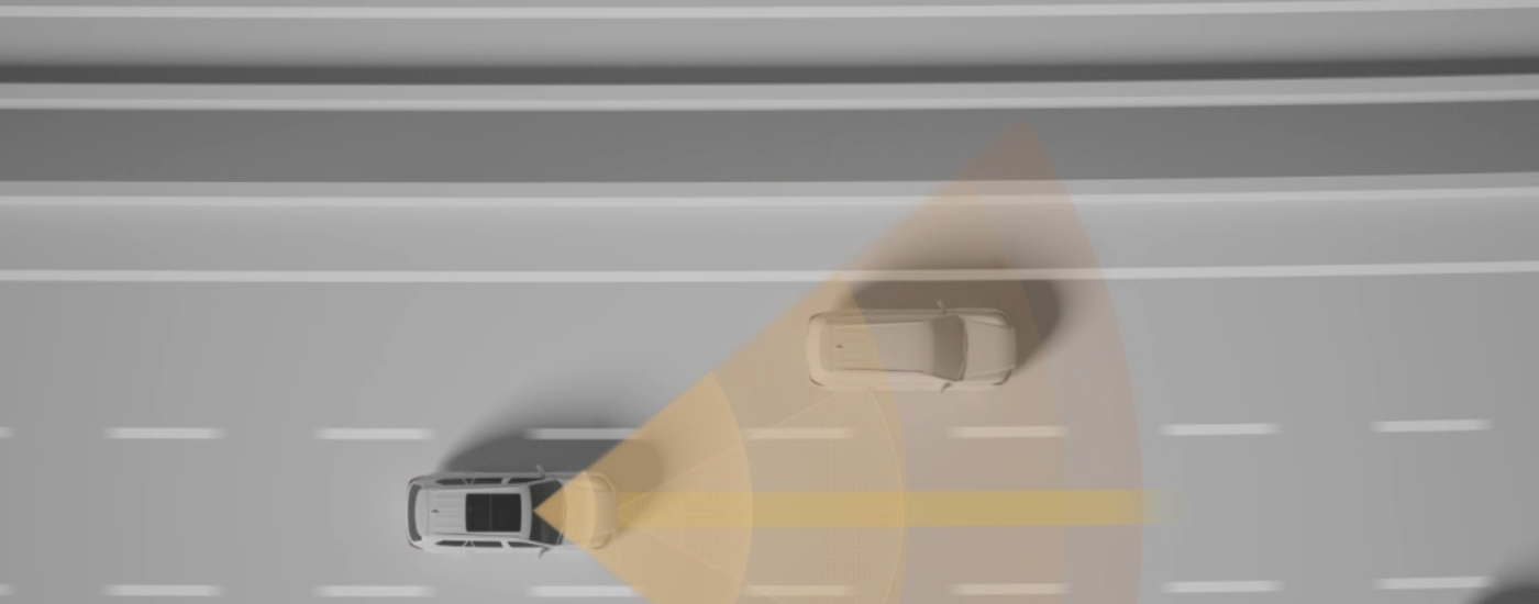An illustration showing the Lane Tracing Assist in the 2026 Toyota Highlander