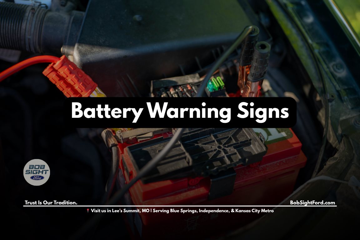 Ford battery service in Kansas City with technician replacing vehicle battery at Bob Sight Ford in Lee’s Summit Missouri