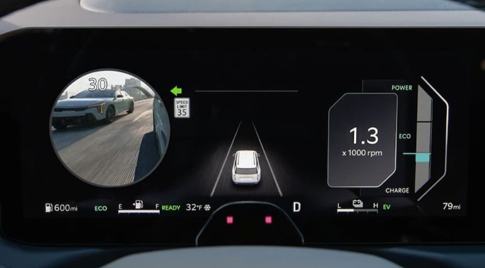 Close-up of the digital dash display in a 2027 Kia Telluride.