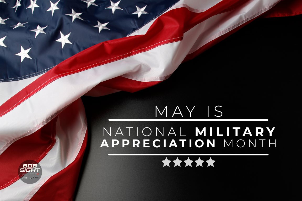 Military Appreciation Month May 2026 at Bob Sight CDJR in Lawrence Kansas serving Topeka Eudora Baldwin City and Kansas City military families Jeep Ram Dodge Chrysler dealership