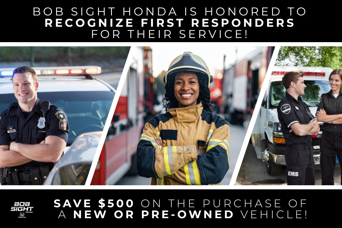 First responder discounts at Bob Sight Honda in Lawrence Kansas serving police firefighters EMTs paramedics Topeka Eudora Baldwin City and Kansas City