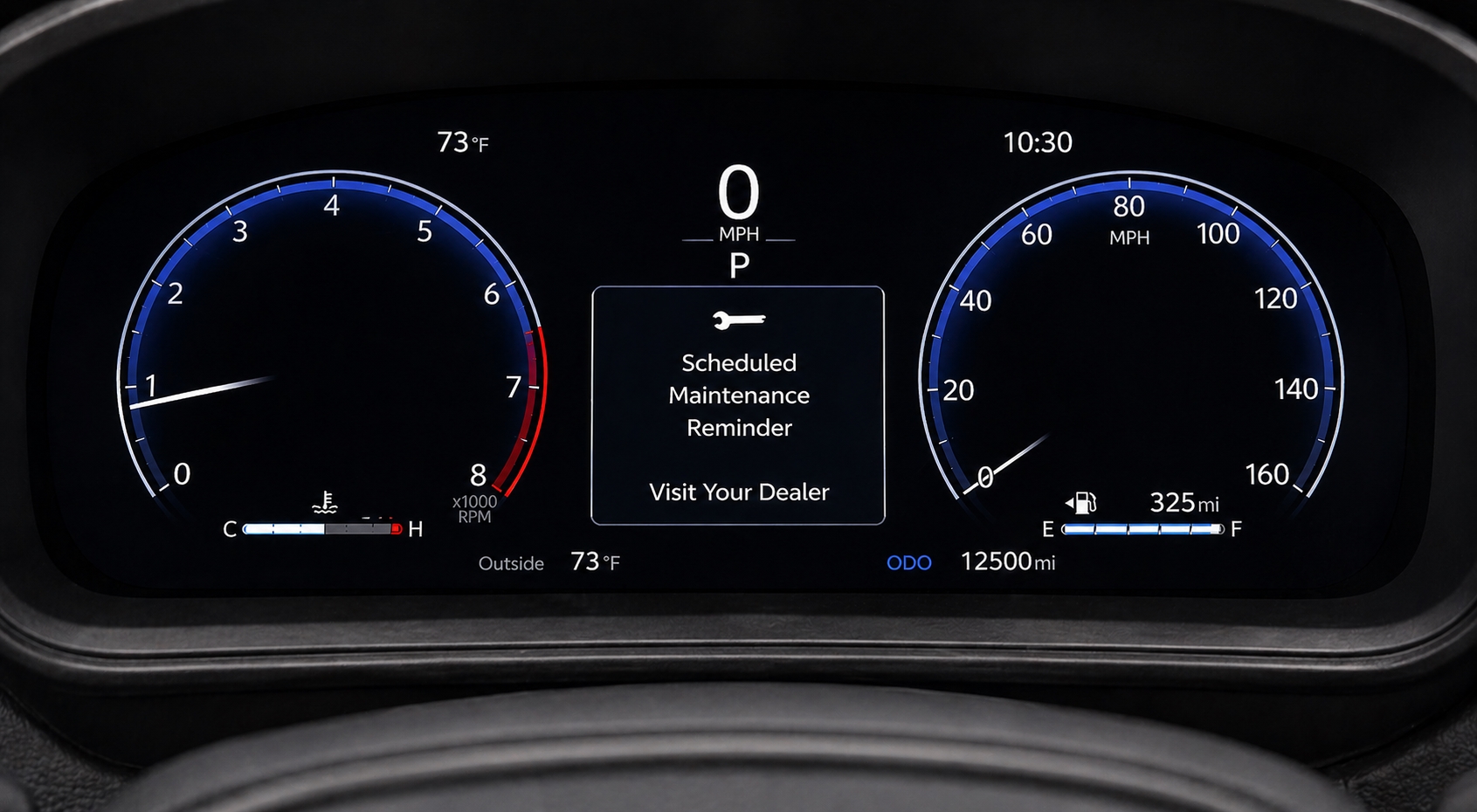 Toyota multi-information display showing scheduled maintenance reminder