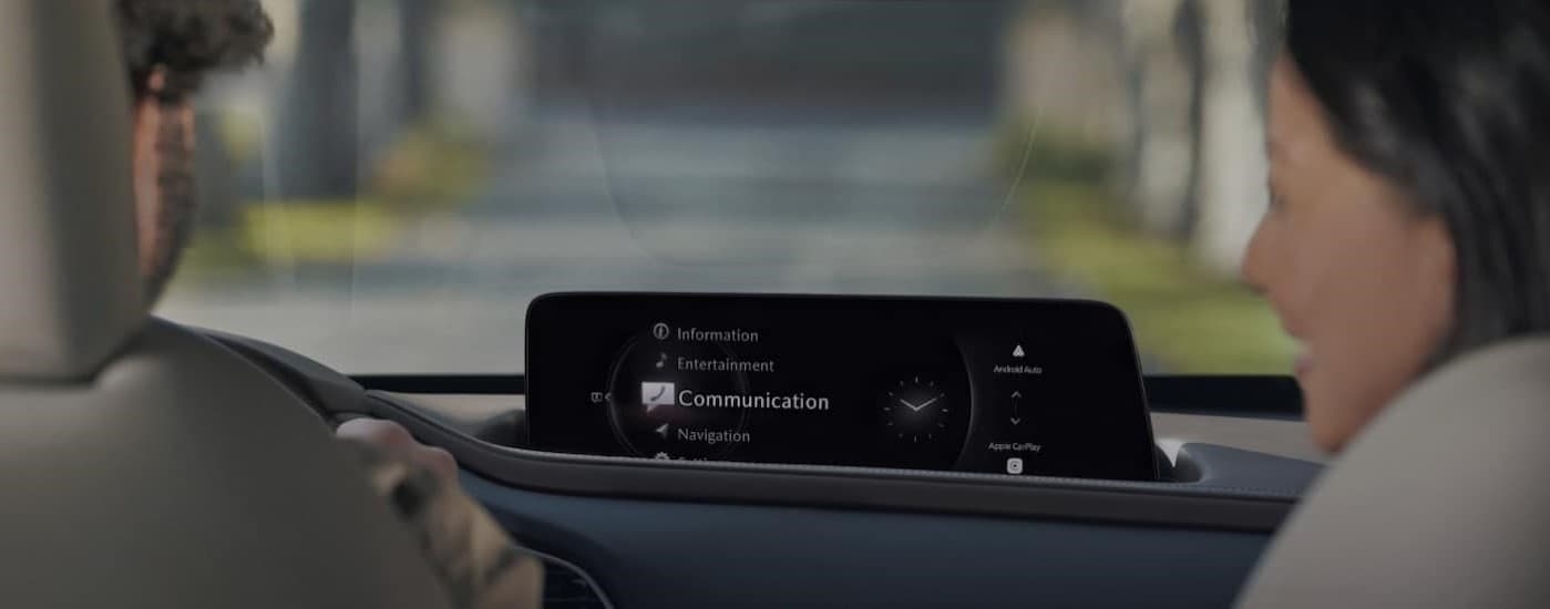 Close-up of an infotainment screen in a 2025 Mazda CX-30.