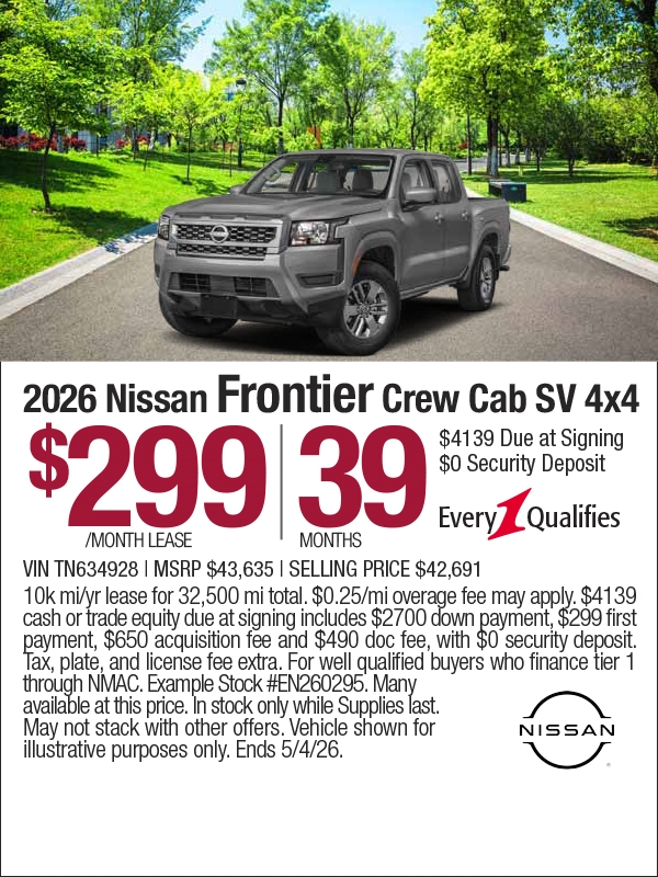 2026 Nissan Frontier Crew Cab SV 4x4