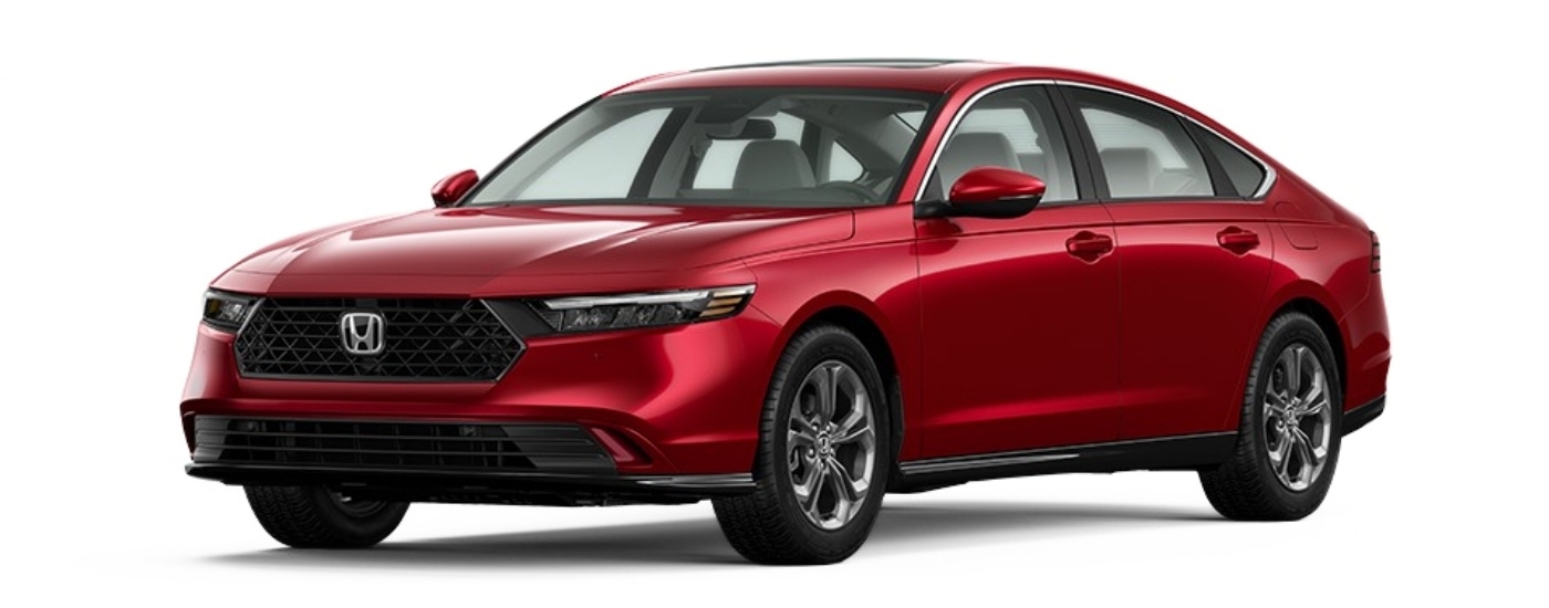 Red 2026 Honda Accord Hybrid EX-L angled left