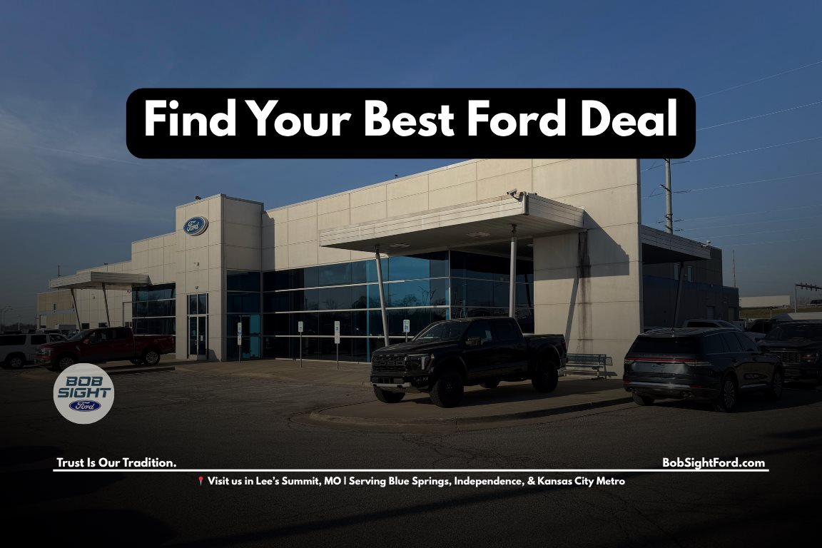 Ford vehicles available at Bob Sight Ford in Lee’s Summit Missouri near Kansas City showcasing trucks and SUVs for local drivers searching for Ford deals