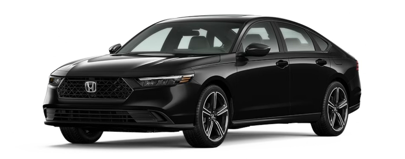 Black 2026 Honda Accord Hybrid Sport angled left