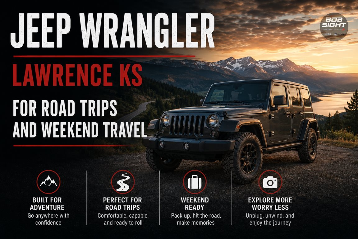 Jeep Wrangler in Lawrence KS for road trips and weekend travel