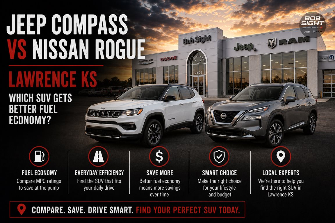 Jeep Compass vs Nissan Rogue in Lawrence KS comparing SUV fuel economy for Kansas drivers
