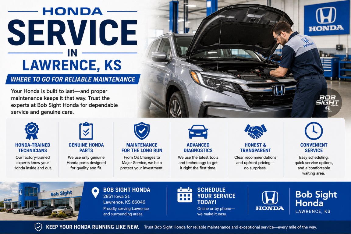 Honda service in Lawrence KS for reliable maintenance and certified vehicle care at Bob Sight Honda