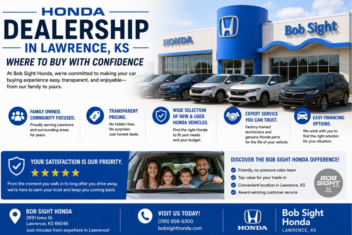 Honda dealership in Lawrence KS where shoppers can buy with confidence at Bob Sight Honda
