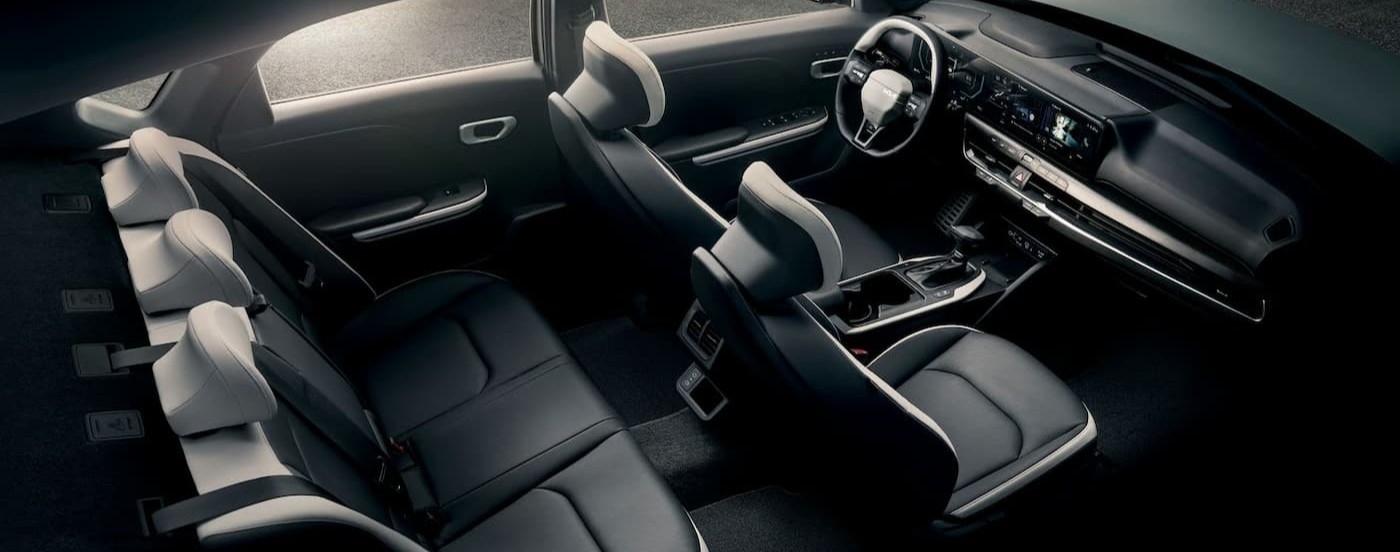 Aerial view of the black interior in a 2026 Kia K4.