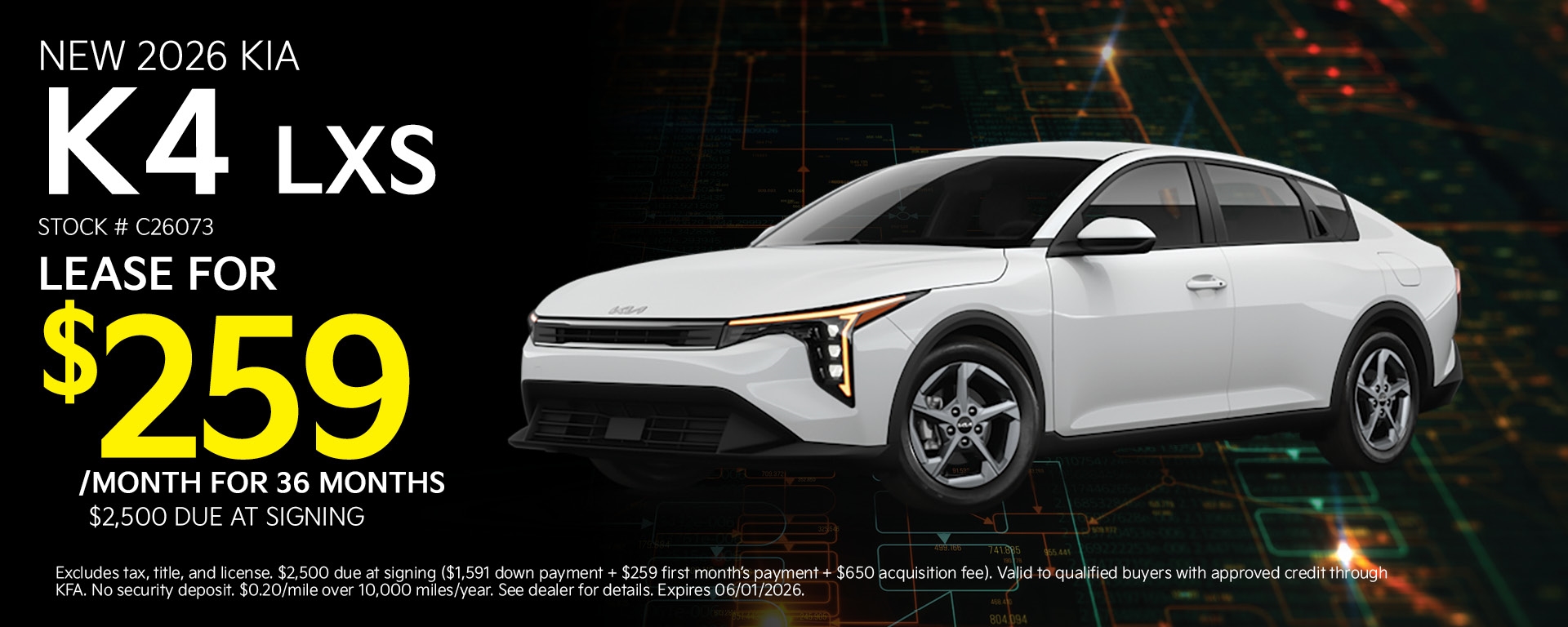 New 2026 Kia K4 Lease for $259