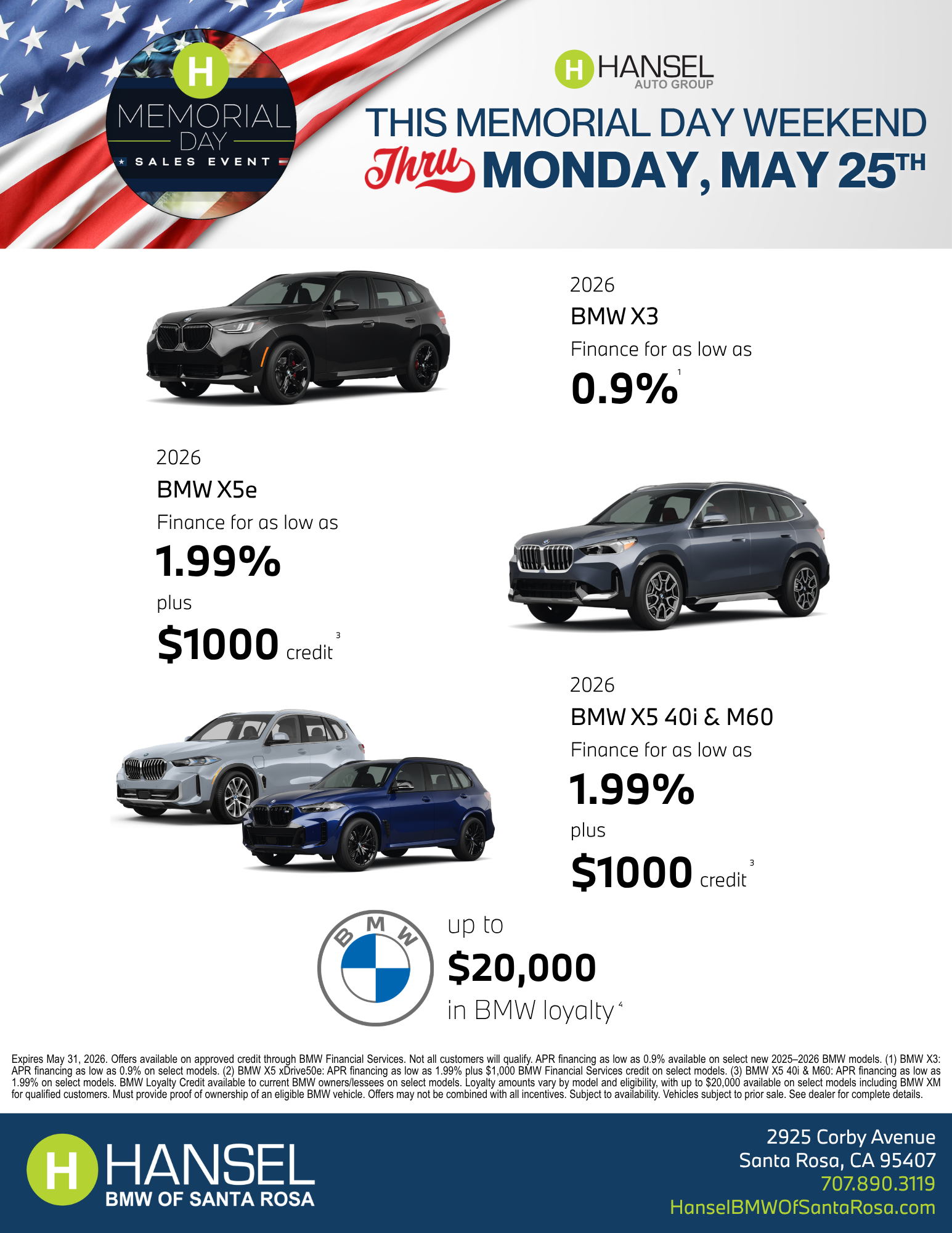 BMW Memorial Day Specials