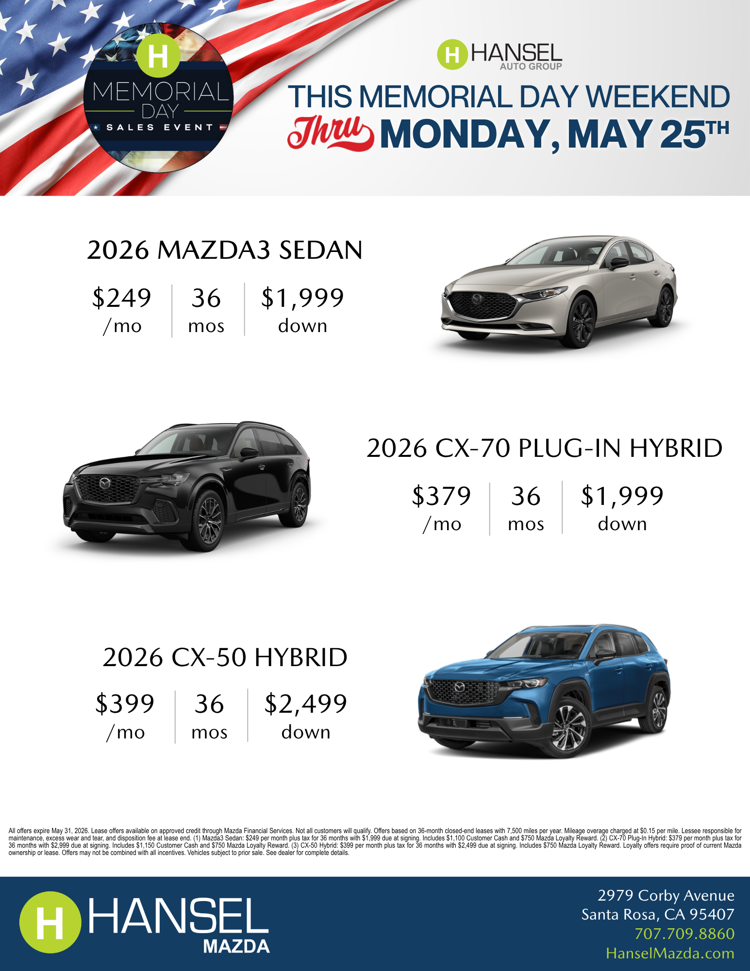 Mazda Memorial Day Specials